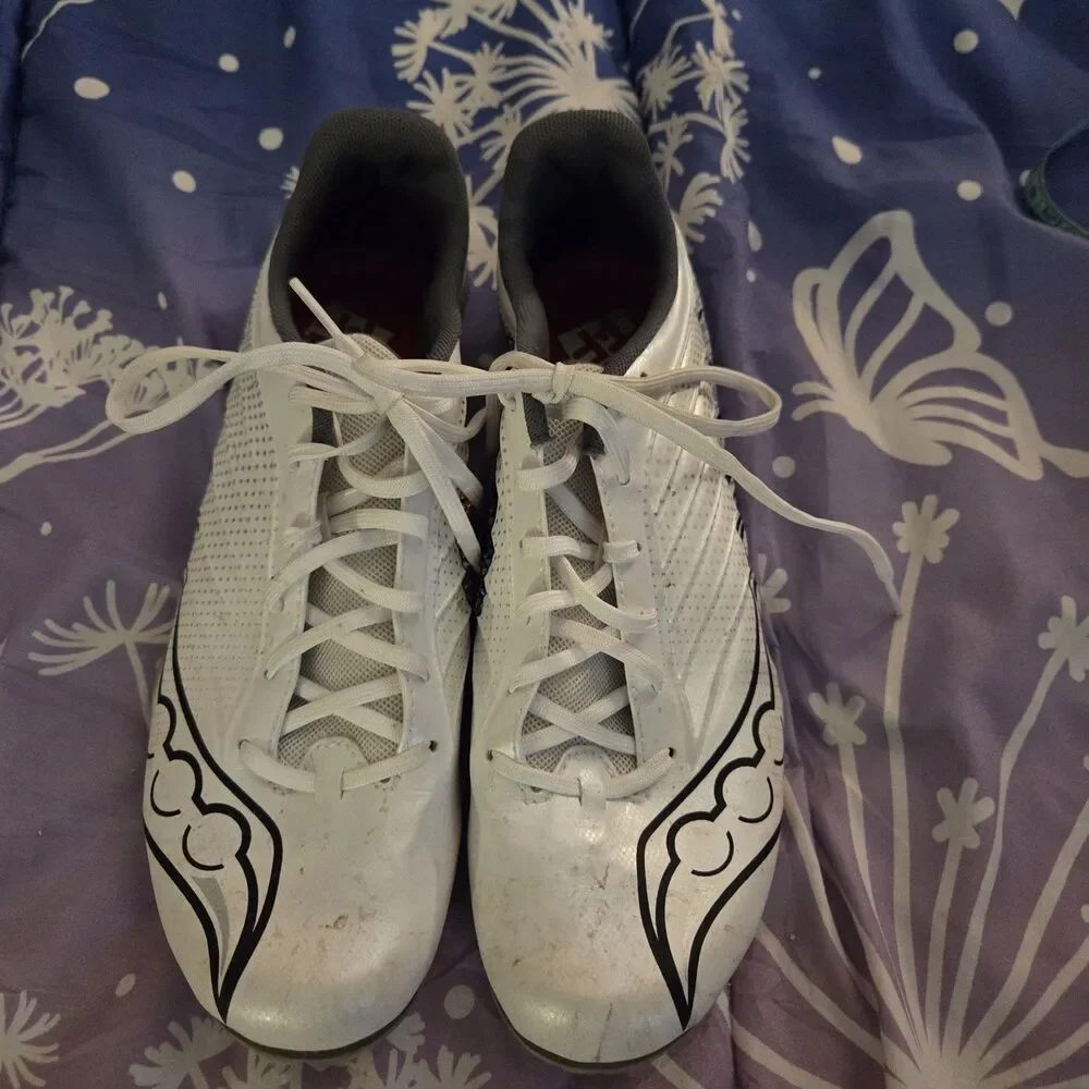 Saucony Spitfire 5 Track Spikes Men’s 8 White Carbon Custom Rhinestone Shoes